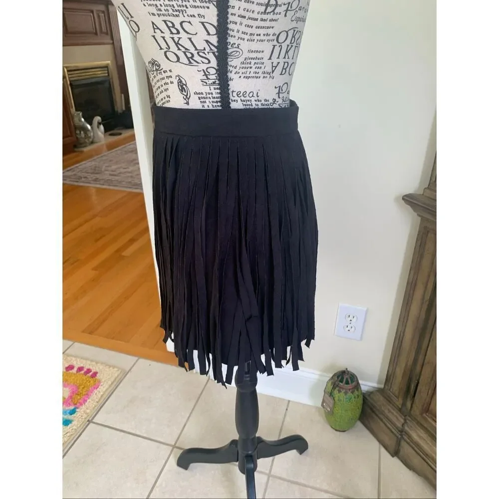 BB Dakota Fringe Skirt Black
